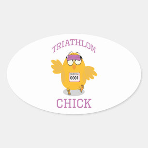Triathlon Chick Ovaler Aufkleber