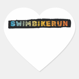 Triathlon Cool Design Herz-Aufkleber