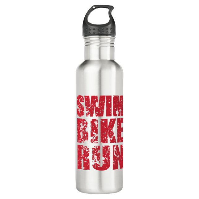 Triathlon-cooles Design Edelstahlflasche (Vorderseite)