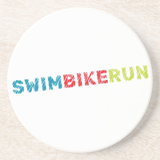 Triathlon-Design Sandstein Untersetzer (Vorne)