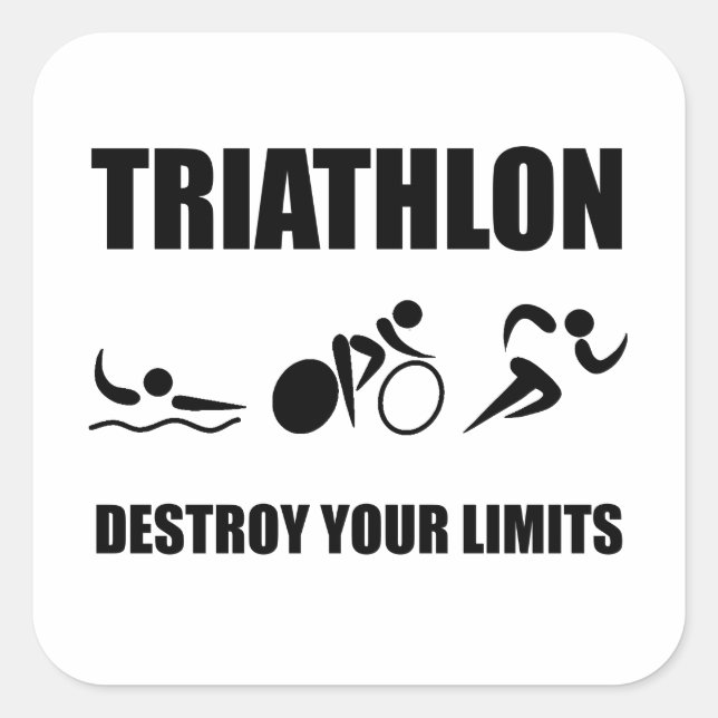 Triathlon Destroy Quadratischer Aufkleber (Vorderseite)