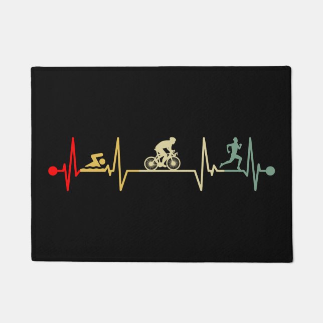 Triathlon Heartbeat Vintage Fußmatte (Vorderseite)