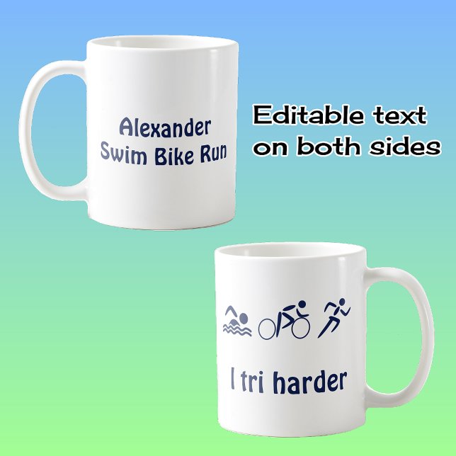 Triathlon individuelle Name und Textspass Sport Kaffeetasse (Von Creator hochgeladen)