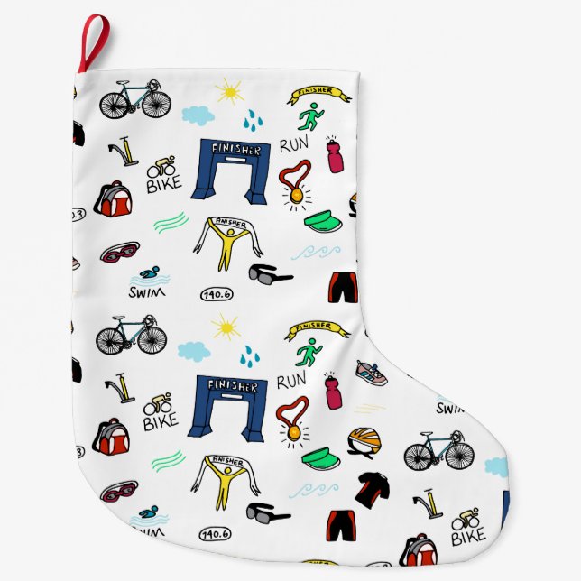 Triathlon kritzelt WeihnachtsStrumpf Großer Weihnachtsstrumpf (Vorderseite)