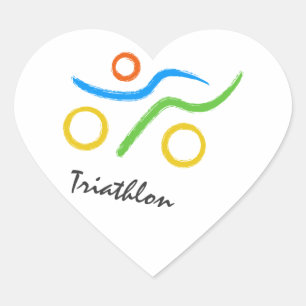 Triathlon-Logo Herz-Aufkleber