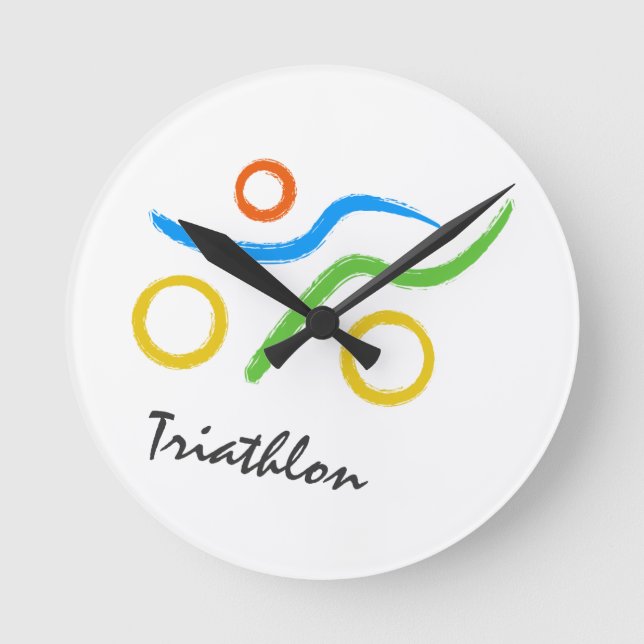 Triathlon-Logo Runde Wanduhr (Vorderseite)