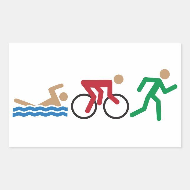 Triathlon-Logo-Symbole in Farbaufkleber Rechteckiger Aufkleber (Vorderseite)