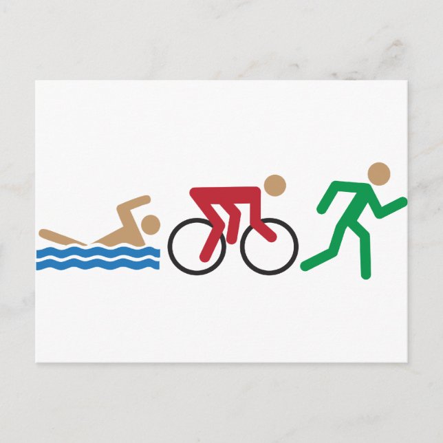 Triathlon Logo Symbole in Farbe Postkarte (Vorderseite)