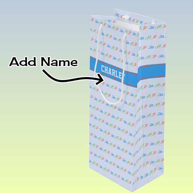 Triathlon-Muster-individuelle Name Geschenktüte Für Weinflaschen (Von Creator hochgeladen)