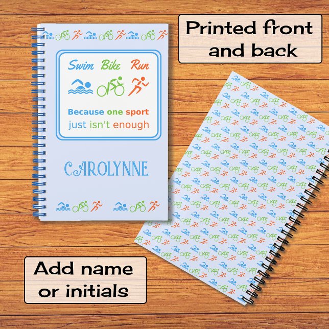 Triathlon-Muster schwimmen Fahrrad laufen Slogan Notizbuch (dimensions: 5.5" x 8.5")