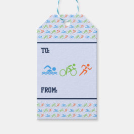 Triathlon-Mustersport zum Thema Geschenkanhänger