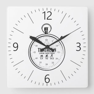 Triathlon Quadratische Wanduhr