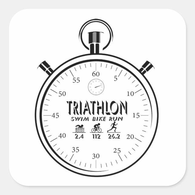 Triathlon Quadratischer Aufkleber (Vorderseite)