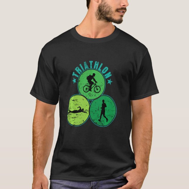 Triathlon-Rad, Schwimmen, Laufen T-Shirt (Vorderseite)