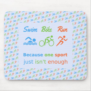 Triathlon-Radlauf-Piktogramm-Zitat Mousepad