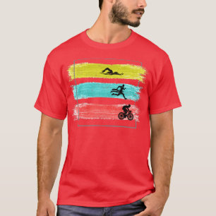 Triathlon Retro Läufer Schwimmer Radfahrer Triathl T-Shirt