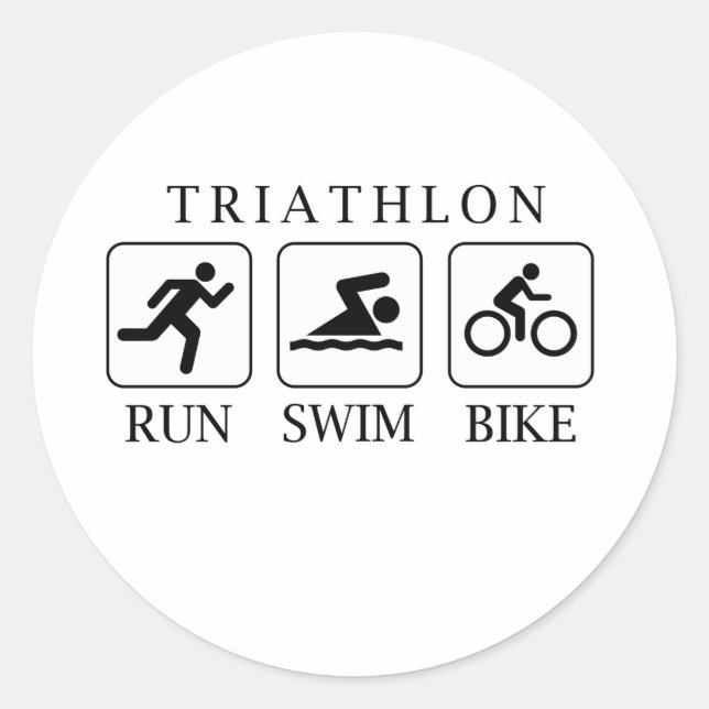 Triathlon-Run, Schwimmen und Fahrrad Runder Aufkleber (Vorderseite)