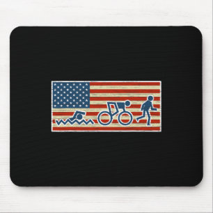 Triathlon Run Triathlete Biathlon Usa Flaggensport Mousepad