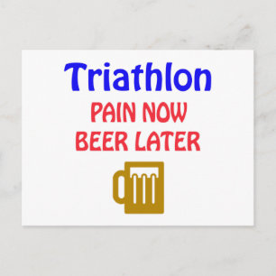 Triathlon Schmerz jetzt Bier später Postkarte
