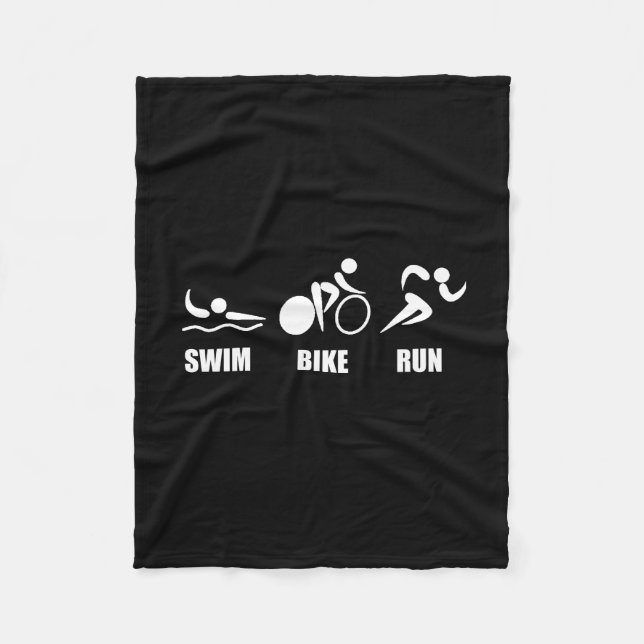 Triathlon-Schwimmen-Fahrrad-Lauf Fleecedecke (Vorderseite)