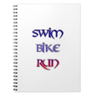Triathlon-Schwimmen-Fahrrad-Lauf Notizblock