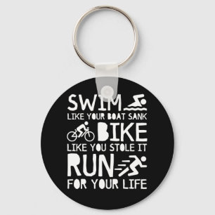 Triathlon-Schwimmen-Fahrrad laufen gelassen für Schlüsselanhänger
