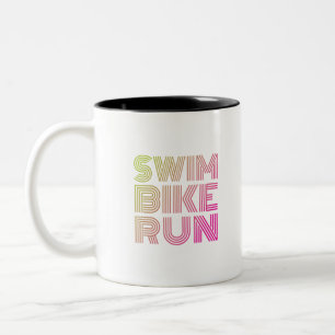 Triathlon-Schwimmen-Fahrradlauf Zweifarbige Tasse