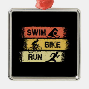 Triathlon - Schwimmen Radfahren Laufen Ornament Aus Metall