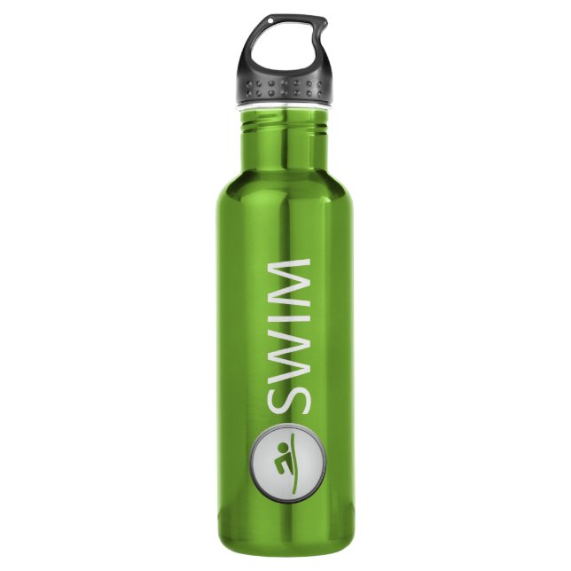Triathlon SCHWIMMEN (Salbei) Edelstahlflasche (Vorderseite)