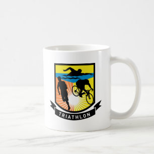 Triathlon-Schwimmenfahrrad-Laufrennen Kaffeetasse