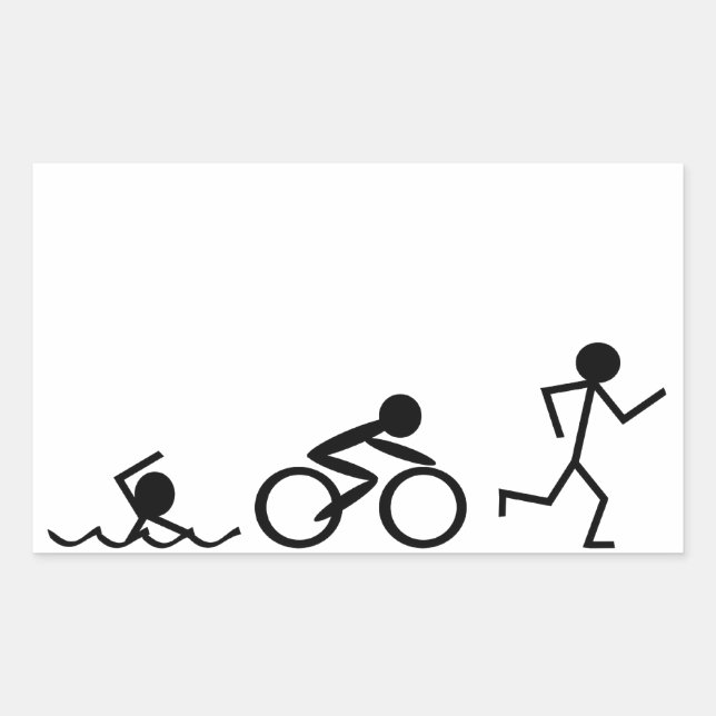 Triathlon Strichmännchen Rechteckiger Aufkleber (Vorderseite)