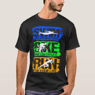 Triathlon Swim Bike Fitness Sportaktivitäten Renne T-Shirt