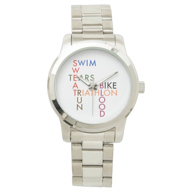 Triathlon Swim Bike Run Blood Sweat Tars Armbanduhr (Vorderseite)
