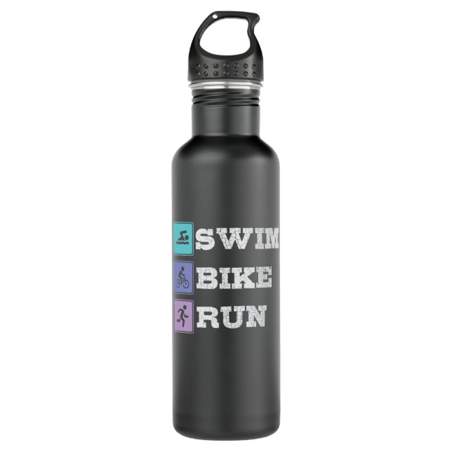 Triathlon Swim Bike Run Edelstahlflasche (Vorderseite)