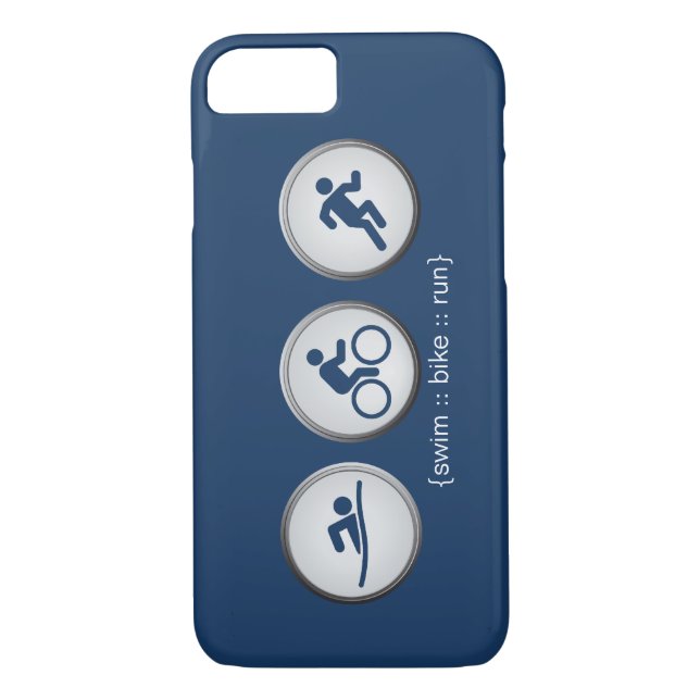 Triathlon Swim-Bike-Run iPhone 7 coque (marine) (Dos)