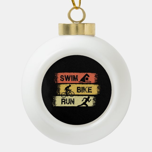Triathlon - Swim Bike Run Keramik Kugel-Ornament (Vorderseite)
