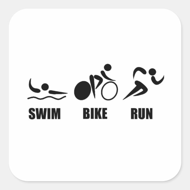 Triathlon Swim Bike Run Quadratischer Aufkleber (Vorderseite)
