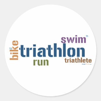 Triathlon Text Runder Aufkleber