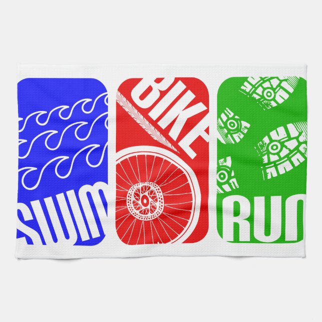 Triathlon-TRI Farbblöcke Küchentuch (Horizontal)