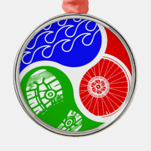 Triathlon TRI Yin Yang Silbernes Ornament