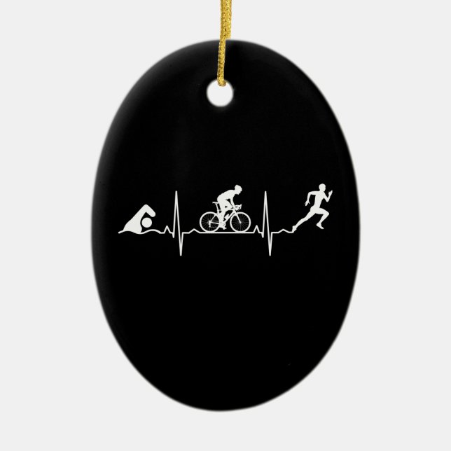 Triathlon - Triathlon Heartbeat Keramik Ornament (Vorne)