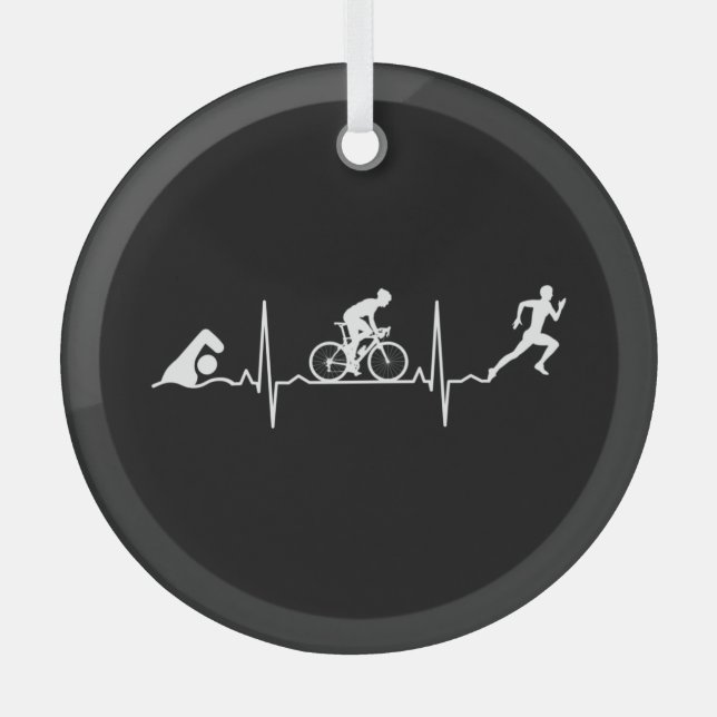 Triathlon - Triathlon Heartbeat Ornament Aus Glas (Vorderseite)