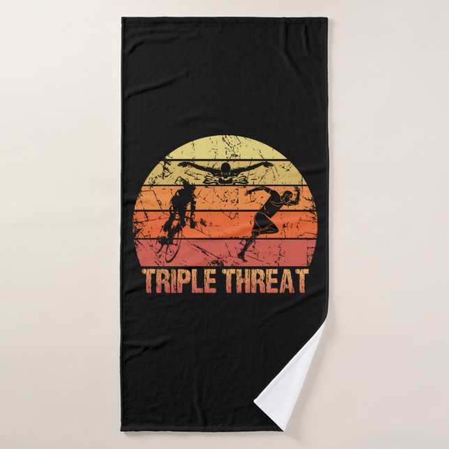 Triathlon triple menace Vintage (Serviette de bain)