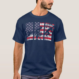 Triathlon USA Flagge Athlet Sportler Schwimmen Lau T-Shirt