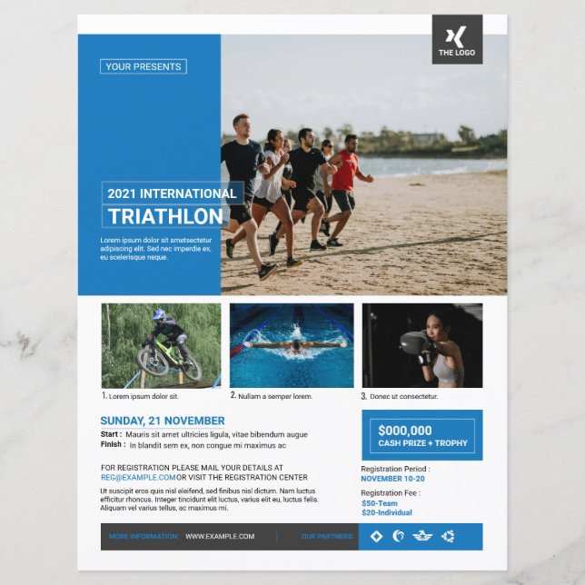 Triathlon-Veranstaltungsflyer-Vorlage (Vorderseite)