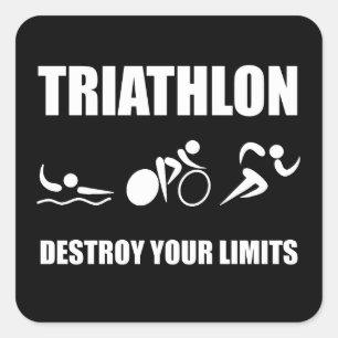 Triathlon-Zerstörung Quadratischer Aufkleber