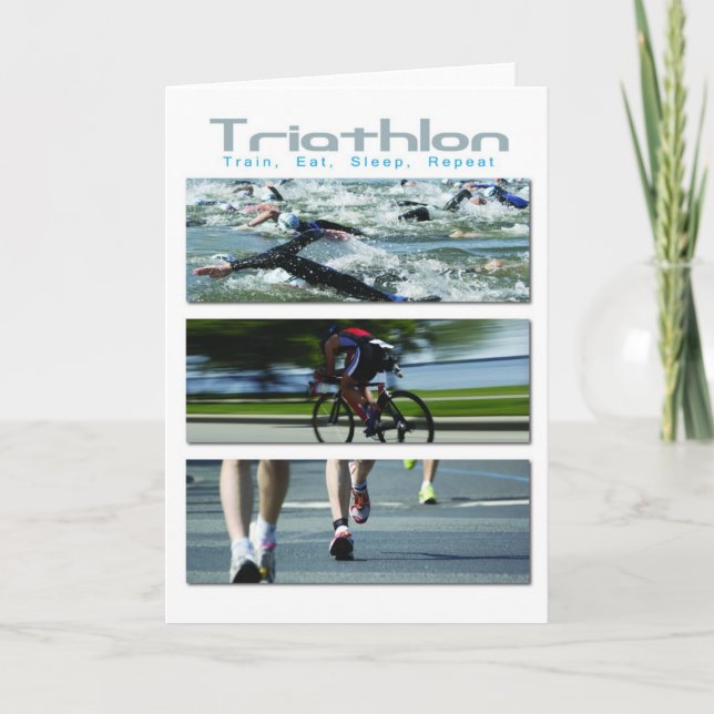Triathlon - Zug, essen, schlafen, wiederholen Karte (Vorderseite)