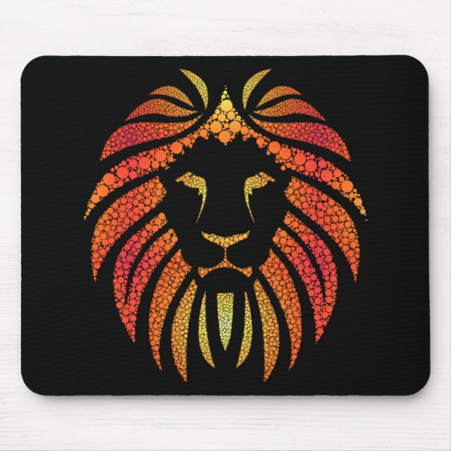 Tribal Abstrakt Orange Lion Face Mousepad (Vorne)
