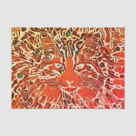 Tribal Abstrakt Tabby Katze Herbst Kunst Seidenpapier