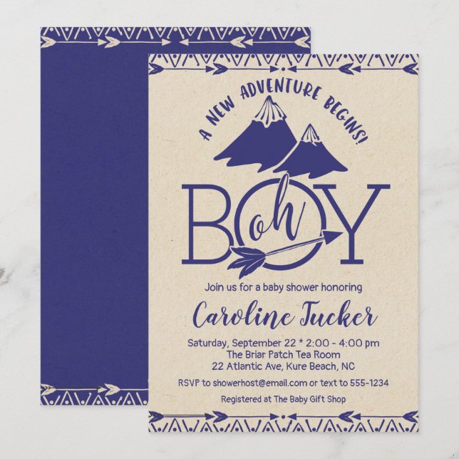 Tribal Adventure Baby-Dusche Einladung (Vorne/Hinten)